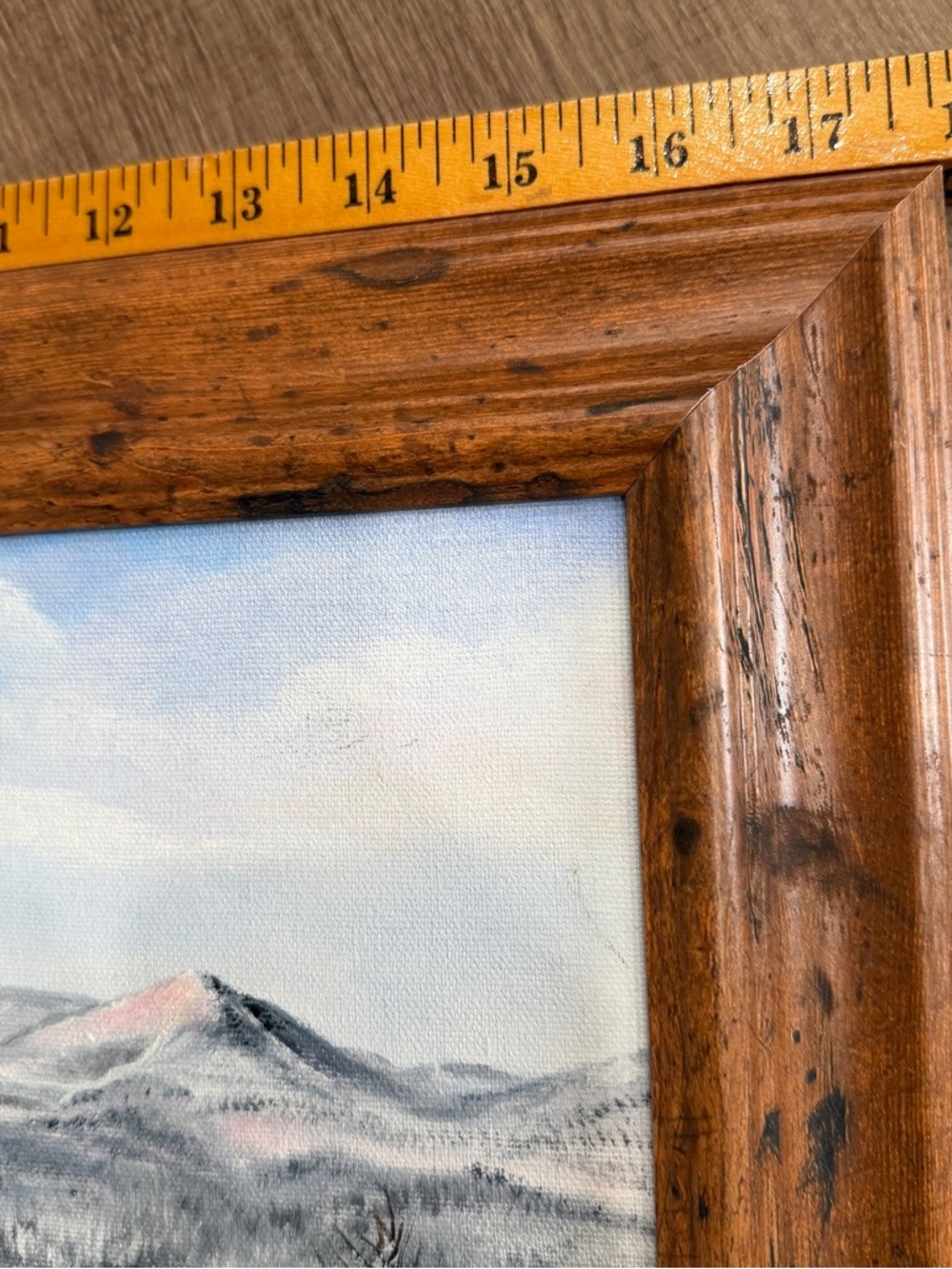 Vintage Impressionist Landscape Oil Painting Signed J Rusk Cabin Mountains Snow - Picture 11 of 12